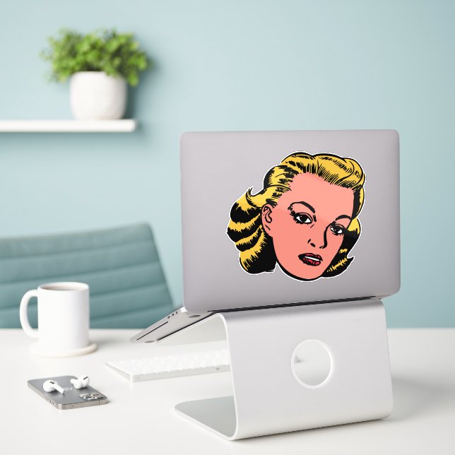Retro blonde woman (Laptop On Desk)