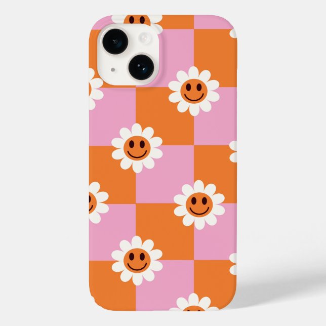 "Retro Bloom – A Chequered Twist on Happiness" Case-Mate iPhone Case (Back)
