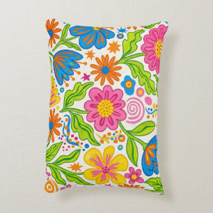 Retro Bloom Floral Accent Pillow