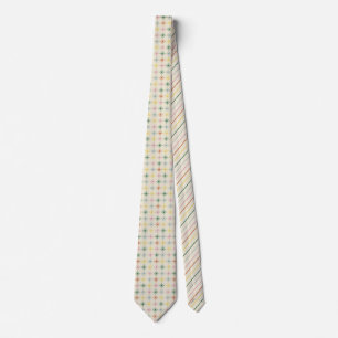 Retro Bloom Geometric Floral Print Patterned Tie