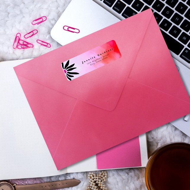 Retro Bloom Geometric Mod Flower Return Address (Creator Uploaded)