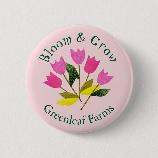 Retro Bloom & Grow Colourful Garden Farm Nursery 2 Inch Round Button (Front)