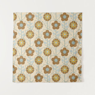 Retro Bloom Harmony Baby Blue Mustard Tapestry