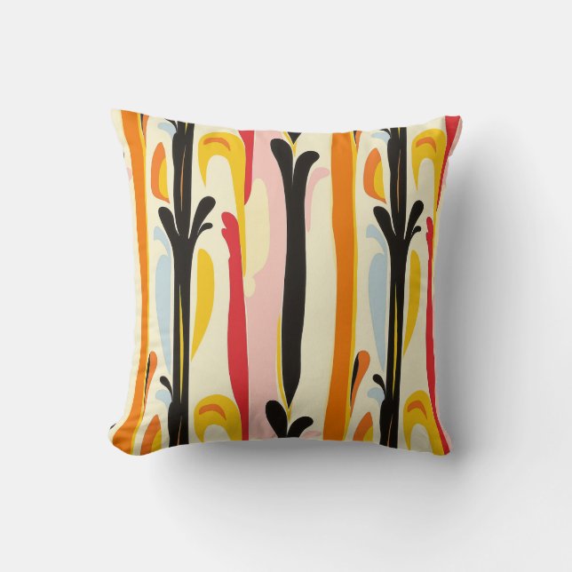 Retro Bloom in Colours Throw Pillow (Front)
