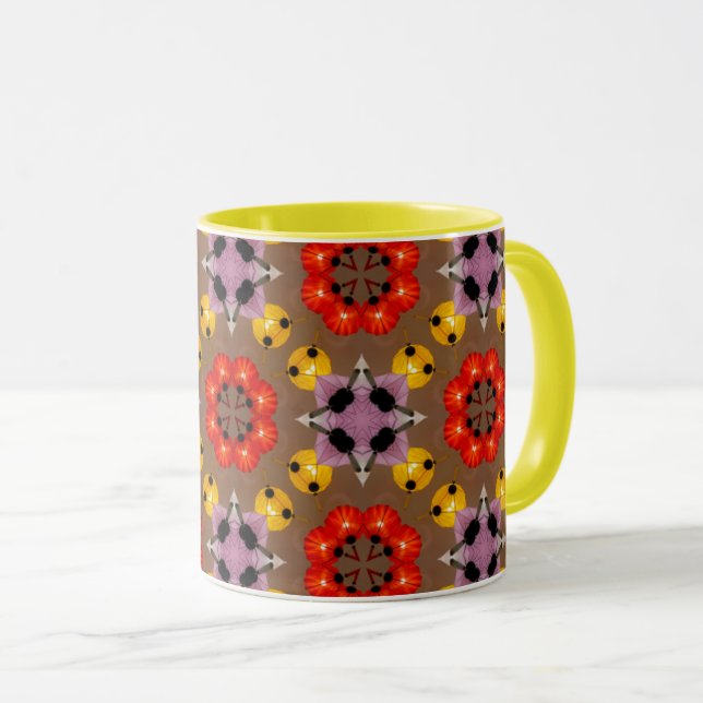Retro Bloom Kaleidoscope Mug (Front Right)