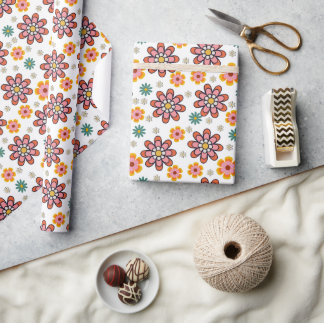 Retro Bloom Pop Wrapping Paper