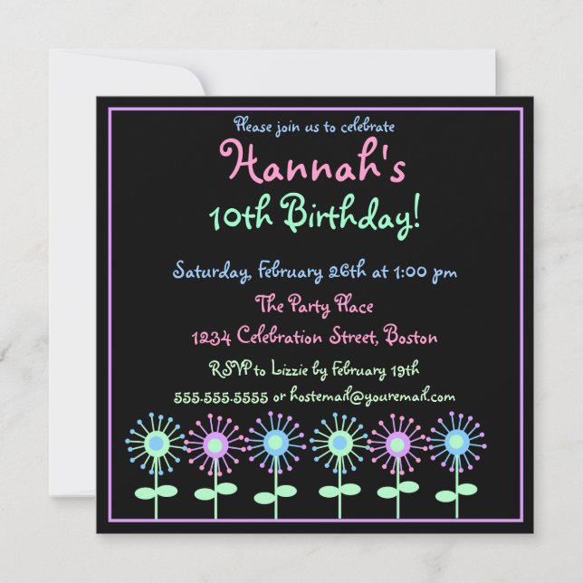 Retro Blooms Invitation (Front)