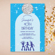 Retro Blue 70s 80s Disco Party Birthday