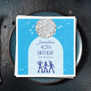 Retro Blue 70s 80s Disco Party Birthday Party Napkin