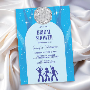 Retro Blue 70s Disco Dancing Queen Bridal Shower Invitation