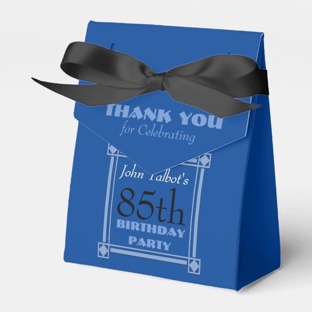 Retro Blue 85th birthday Party Favour Box (Front Side)