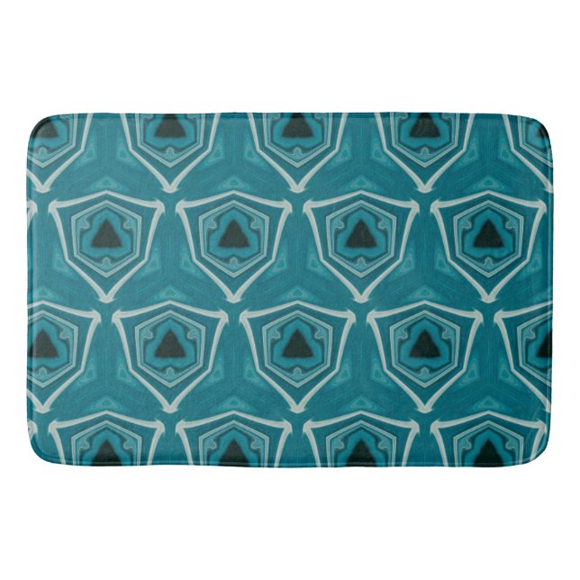 Retro Blue Abstract Modern Print    Bath Mat (Front)