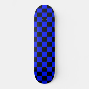 Retro Blue and Black Chequered Skateboard