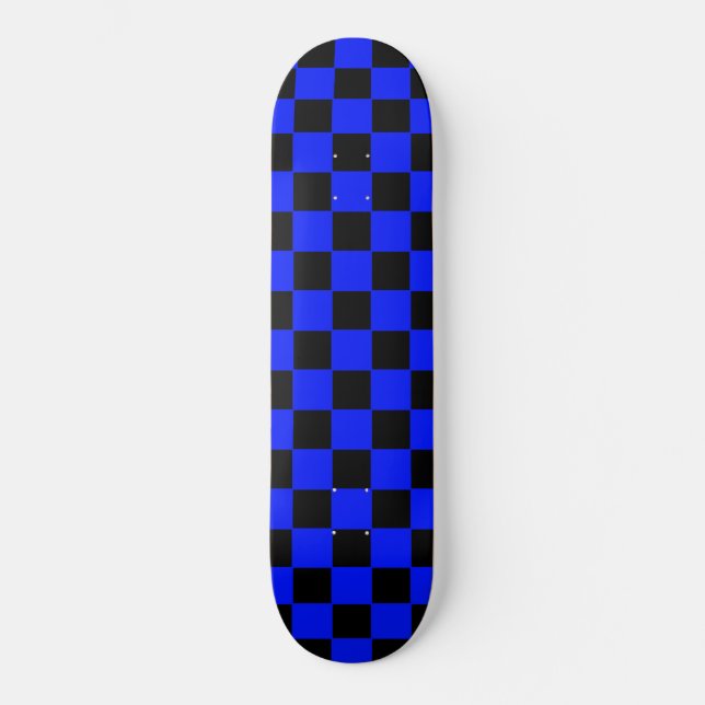 Retro Blue and Black Chequered Skateboard (Front)