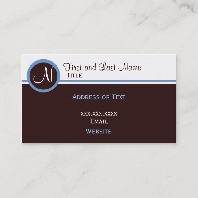 Retro Blue and Brown Business Card (Front)