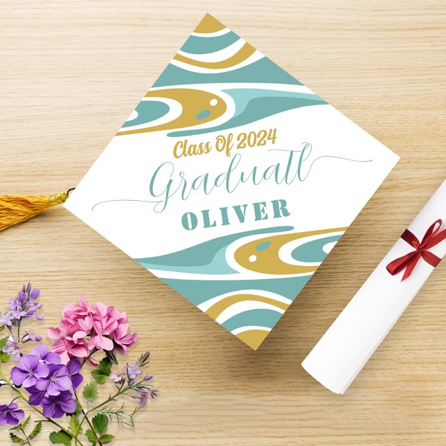 Retro Blue And Gold Tassel Topper (Creator Uploaded)