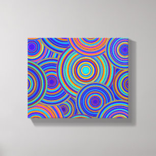 Retro Blue and Orange Circles Pattern Canvas Print