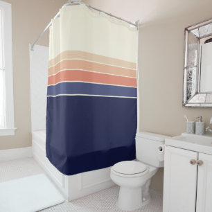 Retro Blue and Peach Striped 