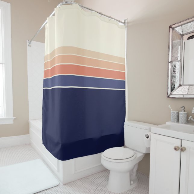 Retro Blue and Peach Striped  (In Situ)
