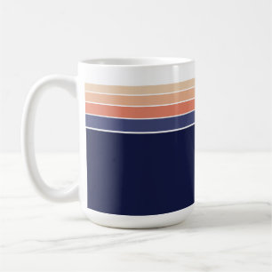 Retro Blue and Peach Striped Coffee Mug
