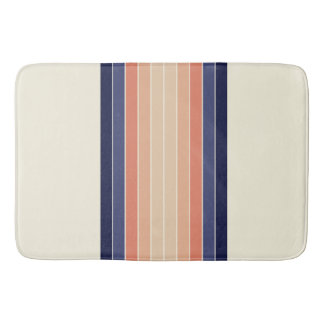 Retro Blue and Peach "Surfboard" Striped  Bath Mat