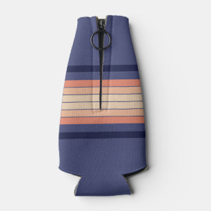 Retro Blue and Peach "Surfboard" Striped Bottle Cooler