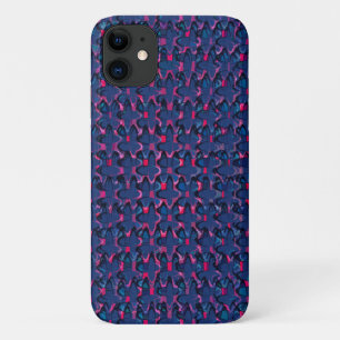 Retro blue and pink pattern iPhone 11 case