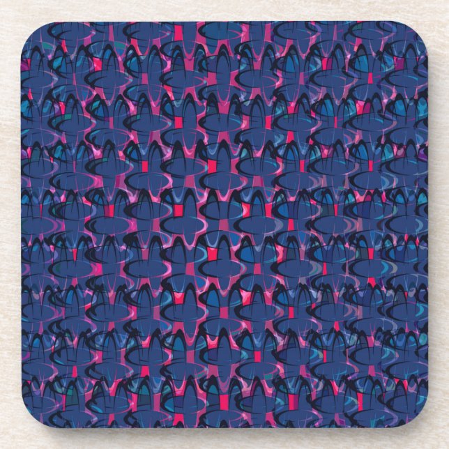 Retro blue and pink pattern coaster (Front)