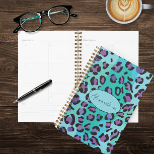 Retro Blue and Purple Leopard Print Planner