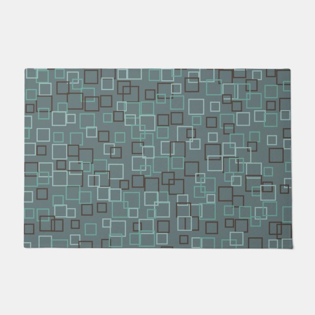 Retro Blue Aqua Doormat Welcome Mat Rug Gift (Front)
