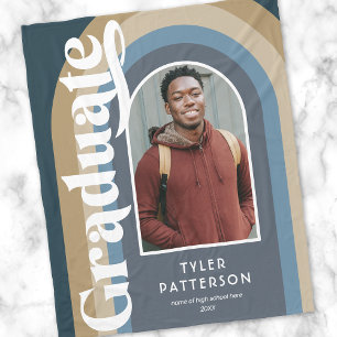 Retro Blue Arch Photo 2026 Graduation Fleece Blanket