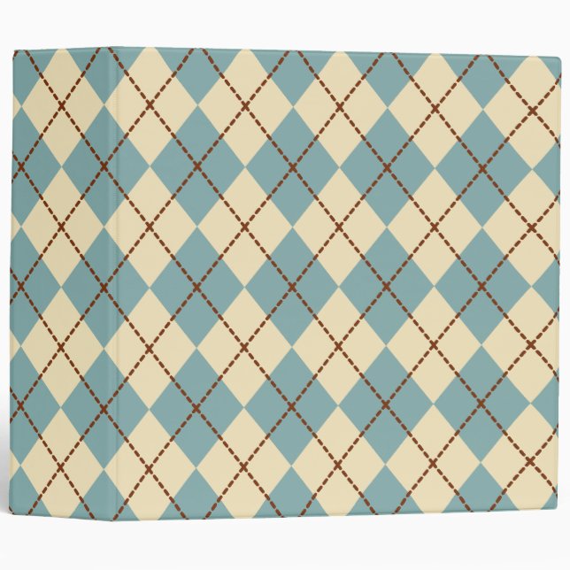 Retro Blue Argyle Binder (Front/Spine)