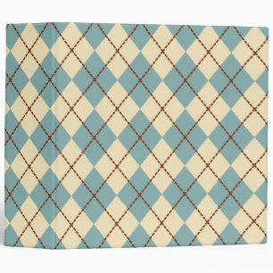 Retro Blue Argyle School Scrapbook Binder