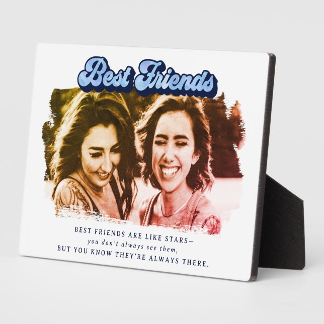Retro Blue Best Friends Keepsake Plaque (Side)