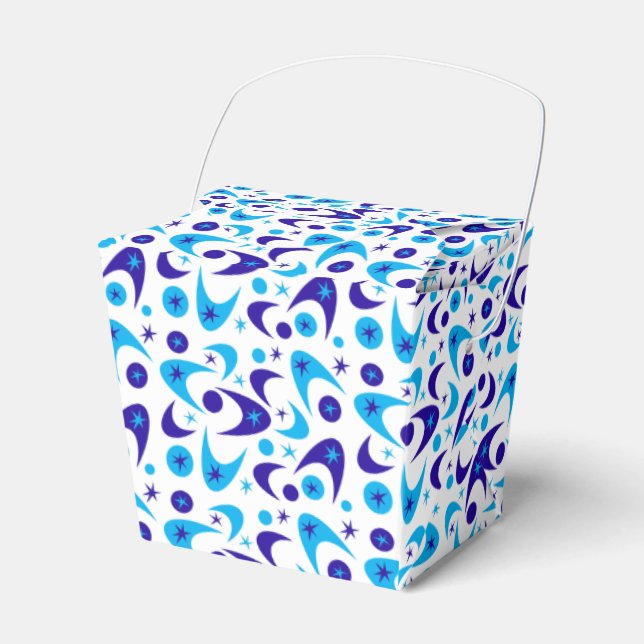 Retro Blue Boomerangs Favor Box (Front Side)