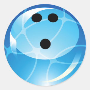 RETRO BLUE BOWLING BALL CLASSIC ROUND STICKER