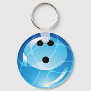 RETRO BLUE BOWLING BALL KEYCHAIN
