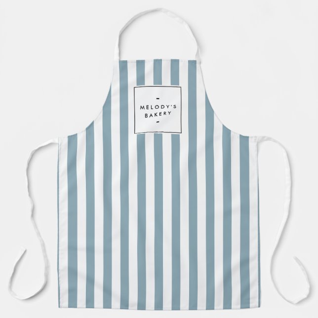 Retro Blue Candy Stripes Apron (Front)