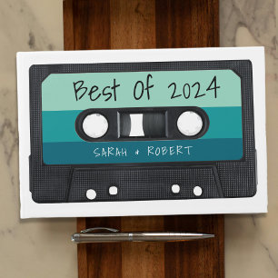 Retro Blue Cassette Tape Best of Wedding Favour Guest Book