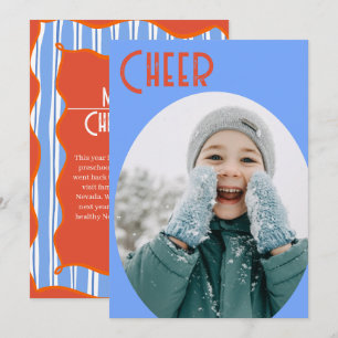 Retro Blue Christmas Cheer Holiday Card