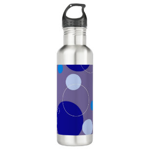 Retro Blue Circles & Ovals Royal Periwinkle Aqua 710 Ml Water Bottle
