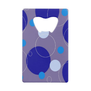 Retro Blue Circles & Ovals Royal Periwinkle Aqua Credit Card Bottle Opener
