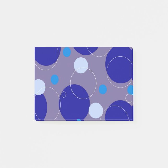 Retro Blue Circles & Ovals Royal Periwinkle Aqua Post-it Notes (Front)