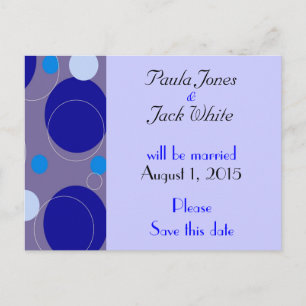 Retro Blue Circles & Ovals Royal Save the Date Announcement Postcard