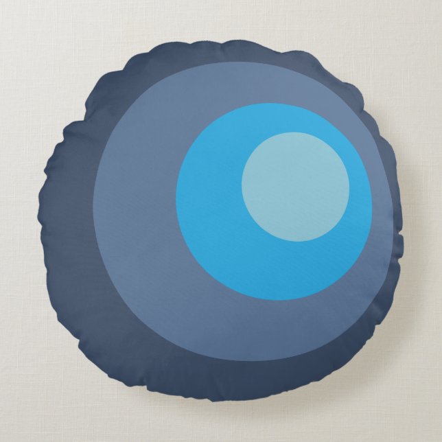 Retro Blue Circles Round Pillow (Front)