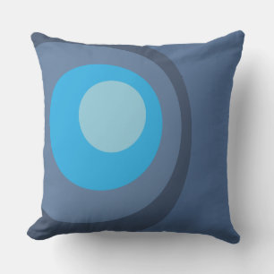 Retro Blue Circles Throw Pillow