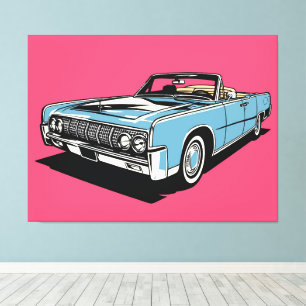 Retro Blue Classic Convertible Pop Art Canvas Print