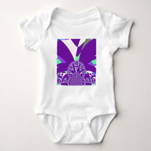 Retro Blue Cyan Kaleidoscope Art Print Baby Bodysuit