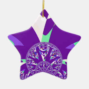 Retro Blue Cyan Kaleidoscope Art Print Ceramic Ornament