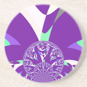 Retro Blue Cyan Kaleidoscope Art Print Coaster